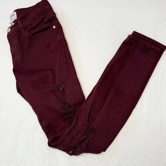 Frame Denim - Burgundy frame size 25 distressed